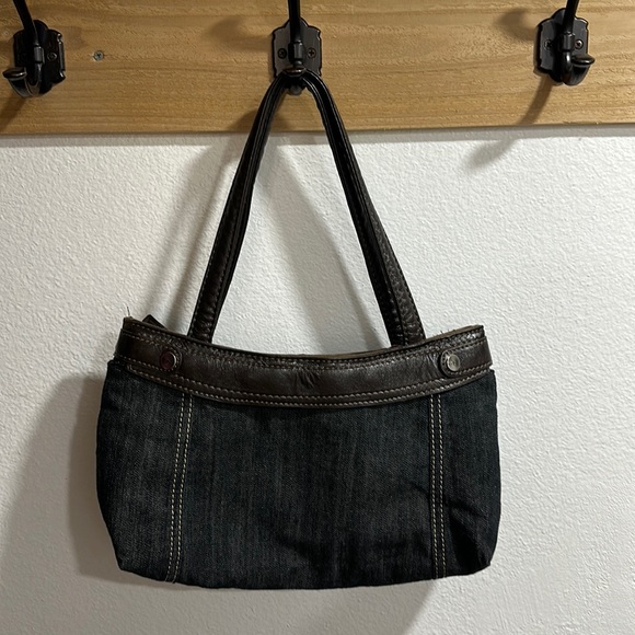 Thirty-One Denim Bag with Brown Leather Trim - Picture 1 of 7